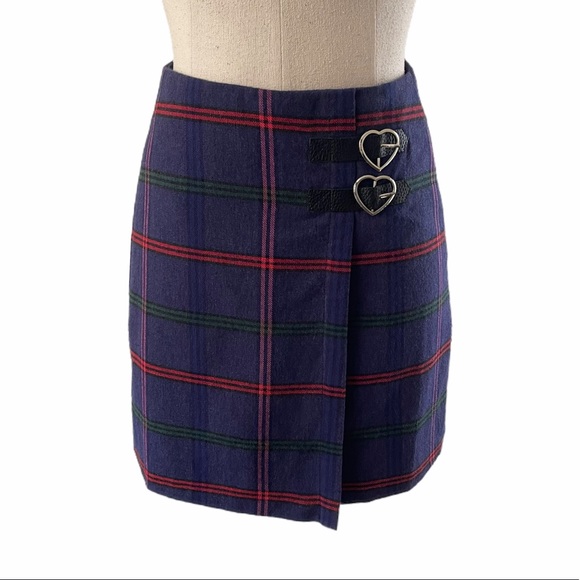 Lazy Oaf Purple Plaid Mini Skirt w/ Heart Buckles UK: 6 USA:2 - Picture 5 of 15
